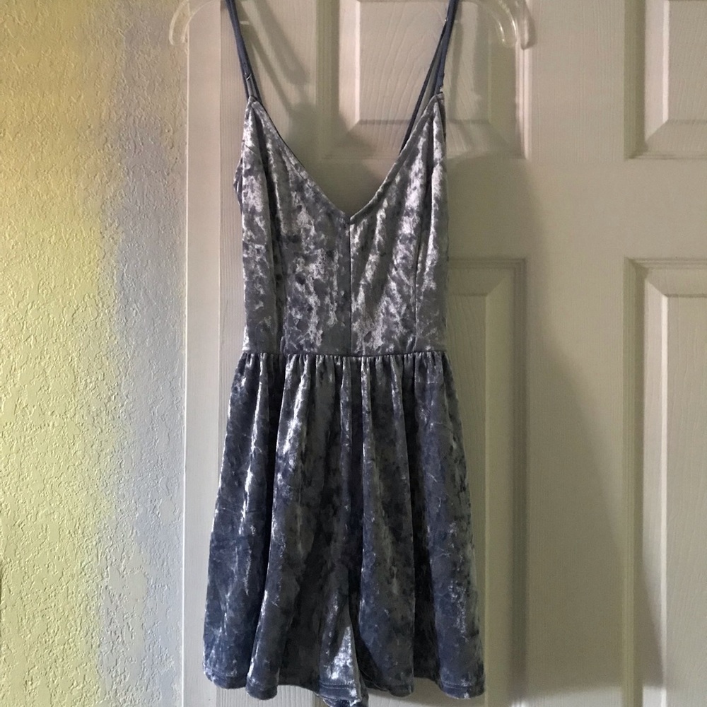 Pacsun blue velvet romper